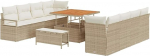 11-teiliges Garten-Sofa-Set mit Kissen Beige Poly-Rattan Akazie Gartenlounge Model3364456