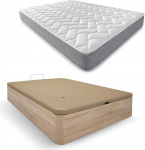 DU&Eacute;RMETE ONLINE Memory Foam Mattress + Box Spring Bed Large Capacity Cambria 135 x 190 cm Polyurethane Wood PU 135 x 190 cm