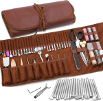 TLKKUE Leather Craft Tools Leather Work Tools Kit with Individual Storage Bag Leather Carving Tools Leather Craft Making for Cutting Punching Sewing Carving Stamping Leather