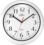 MPM Quality Design Bathroom Wall Clock Made of Plastic and Mineral Glass, Quartz Sweep, 3-5 ATM Waterproof, White/Black, Diameter 305 mm, Also Suitable for Outdoor Use and as a Bathroom Clock, Pool