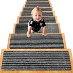 Spurtar trepimatt, 20 cm x 76 cm, 15 trepimati komplekt, isekleepuvad triibud, trepimatt, sisetrepimatt erinevatele treppidele, treppidele, vaipade astmetele, helehall