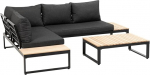 greemotion Rio Lounge Set, Garden Furniture Set Made of Aluminium & Acacia Wood, FSC 100%, Black/Wood/Grey, Medium
