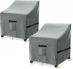 GARPROVM Garden Chair Covers, Waterproof, 600D Oxford Fabric, Garden Furniture Covers, Stackable Outdoor Chair Covers, UV Protection, 90 x 97 x 79 cm, Grey