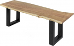 SAM Quintus Bench 120 x 42 cm Acacia Wood Natural Coloured Black Painted Metal Legs, Bench with Real Wane Edge, Solid Wooden Bench