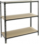 SimonRack Maderclick Heavy Duty Shelving 100 x 80 x 50 cm, Metal Shelf, Basement Shelf, Bending Point 150 kg, 3 Wooden Shelves, Anthracite/Wood