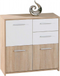 Dmora Sideboard with Three Doors and Two Drawers White and Oak 77 x 77 x 30 cm