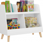 Lestarain Children's Shelf, Children's Room Shelf with 5 Shelves, Bookcase for Children, Toy Organiser, Storage Shelf for Children's Room, with Solid Wooden Legs, 82 x 70 x 35 cm, White
