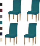 KELUINA Jacquard s&ouml;&ouml;gitoa tooli kaitsekatted komplektid Stretch m&ouml;&ouml;bli kaitsekatted tugitoolidele eemaldatav pestav elastne parsons istme puhul restorani hotelli tseremoonia (t&uuml;rkiissinine, 4