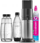 SodaStream Duo Vee karboniseerija v&auml;&auml;rtuspakett koos 1x kiir&uuml;hendusega CO2 ballooniga, 2x 1L klaaspudel ja 1x 1L n&otilde;udepesumasinakindel plastpudel, k&otilde;rgus: 44 cm, v&auml;rv: Titanium