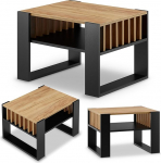 Elutoa laud diivanile, v&auml;ike kohvilaud, must tamme laud, kaasaegne laud elutuppa koos liistudega, kohvilaud, v&auml;ike laud, 65 cm lai kohvilaud, tugev maja laud