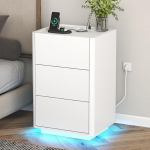 YOSHOOT &ouml;&ouml;kapp LED 3 sahtliga, k&uuml;ljelaud pistikupesaga, kaasaegne &ouml;&ouml;kapp elutuppa, magamistuppa, &otilde;ppetuppa, 39,8 x 35 x 65 cm (valge)