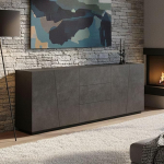 Dmora - Sven k&ouml;&ouml;gikapp 4 ukse ja 3 sahtliga, elutoa buffet, 100% Made in Italy, 220 x 43 x 86 cm, tahvelkivi