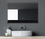Talos Black Home Vannitoa peegel koos valgustusega 80 x 60 cm Vannitoa peegel praktilise riiuliga