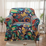 LiveGo Tr&uuml;kitud diivanikate komplekt diivanipatjadele, vastupidav, pestav, k&otilde;rge elastne veniv m&ouml;&ouml;bel Diivanikatted koos seelikuga diivanile, tugitoolile, tugitoolile (Prints, 1-kohaline)