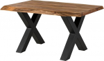 MASSIVMOEBEL24.DE Freeform 5 Sheesham puidust laud naturaalselt v&auml;rvitud X-jalad antratsiitmatt 160 x 90 x 77 cm Massiivpuidust laud Wane laud s&ouml;&ouml;gilaud