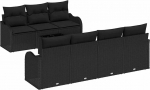 8-teiliges Garten Sofa Set mit Kissen schwarzes Poly Rattan, 2-Sitzer Garten Sofa mit Kissen schwarzes Poly Rattan Gartenlounge Model3345613