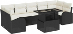 8-teiliges Garten Sofa Set mit Kissen Schwarz Poly Rattan, 2-Sitzer Garten Sofa mit Stauraum & Kissen Schwarz Poly Rattan Gartenlounge Model3357330