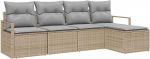 5-teiliges Garten-Sofa-Set mit Kissen Beige Poly-Rattan Gartenlounge Model3355009