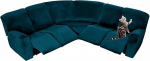 7-teiliges L-f&ouml;rmiges Sofabezug-Set, Samt-Stretch-M&ouml;belschutz Mit Rutschfester Unterseite(Aqua Blue)