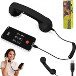 Retro-Telefonh&ouml;rer, 2026 Retro-Stil, Typ-C-Handyh&ouml;rer, Vintage-Stil, kabelgebundener Handsender mit Mikrofon, geeignet f&uuml;r Handy-Videokonferenzen, Anrufe, Meetings (schwarz)