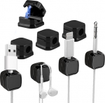 Kabel-Clips, Schreibtisch-Kabel-Organizer, einfach und sicher klebend, Kabel-Management, Drahthalter, Organizer f&uuml;r Nachttisch, Schreibtisch, K&uuml;che, B&uuml;ro, Auto, Wand, Glas, Schwarz, 8 St&uuml;ck