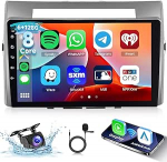 Hodozzy 6G+128G 8-tuumaline Android autoraadio Toyota Corolla Verso 2004-2009 juhtmevaba Carplay Android auto, raadio 9-tolline puuteekraan Bluetooth navigatsiooniga WiFi USB DSP FM/RDS raadio tagurdamine