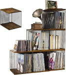 6 W&uuml;rfel Vinyl Record Aufbewahrungsbox, DIY Stapelbares 12-Zoll-Plattenregal f&uuml;r 240-330 Schallplatten, Album-Aufbewahrungsbox, nat&uuml;rliches Holz, geeignet f&uuml;r Schlafzimmer, Wohnzimmer jne