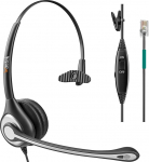 Wantek telefoni peakomplekt mono, m&uuml;ravastase mikrofoniga, helitugevuse reguleerimine, k&otilde;nekeskuse k&otilde;rvaklapid lauatelefonidele ShoreTel Polycom NEC Nortel Norstar Meridian Siemens ROLM(F600S2)