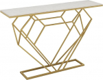 Marble Coffee Table with Shelf, Modern Console Sofa Table for Small Spaces, Easy Assembly, Gold Finish