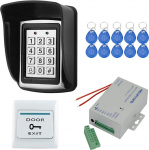 YAVIS RFID Metal Code Lock Door Opener Keyboard Access Control System Kit Set 125 kHz EM Card Reader Weigang 26 + Waterproof Rain Cover + Power Supply + Exit Button + 10 RFID ID Key Fob