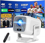 Projektor 4K projektor Native 1080P [Auto Focus & 2026 Upgraded] Mini projektor 5G WiFi 6 ja BT 5.4 kaasaskantav projektor automaatse trajektooriga 180&deg; p&ouml;&ouml;ramine TV Stick/USB/Laptop/PC