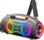 Bluetooth-k&otilde;lar koos valgusega, kaasaskantav v&auml;litingimustes kasutatav muusikakast, 180 W Peak Party Boombox, 2+2 kanaliga, Boost Bass, IP65 veekindel, 24H, USB-C, EQ, BT 5.3, telkimiseks, rannale ja aeda.