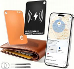 Smart Locator Tag (must/oranž, 2 Pack) Rahakoti j&auml;lgimiskaart, mis &uuml;hildub Apple Where is? App (ainult iOS), Bluetooth otsija traadita laadimisega, IP68 veekindel, v&otilde;tmehoidja / nailonpaelaga