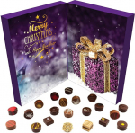 Hallingers Merry Christmas - Vegan Advent Calendar Chocolates Gift K&auml;sitsi valmistatud osa alkoholiga &scaron;okolaadist Vegan (Box) - Kingitus suvel ja t&auml;iuslikuks grillkingituseks | &Otilde;nnitlused Hanukale