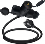 HuaLiSiJi 90 kraadine Schuko pikendus kolmekordne 16 A 250 V 3500 W kaitsekontaktide pikenduskaabel 3-kordne 3 x 1,5 mm&sup2;, v&auml;listingimustes v&otilde;i siseruumides kontorisse, koju (must, 50 cm)