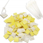 100tk valge kaabliside alus 20mm x 20mm isekleepuvad kaabliside hoidjad koos 100 nailonist kaablisidemetega, 35mm x 10mm kaablisidemed