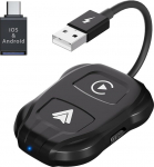 OBEST 2024 Viimane CarPlay ja Android auto traadita adapter, 2 in 1 traadita Carplay Android autoadapteri konverteerimine, Plug and Play, &uuml;hildub Android ja iPhone iOS 10+, 31856