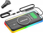 Aubenai f&uuml;r MagSafe Auto Ladeger&auml;t Pad, 15W RGB Magnetische Wireless Car Charger Matte, Auto Magnetische Induktive Ladestation mit 70cm USB-A Verl&auml;ngerungskabel Kompatibel mit iPhone 16 15 14 13 12