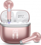 Bluetooth k&otilde;rvaklapid, juhtmevabad Bluetooth 5.4 k&otilde;rvaklapid 4 ENC m&uuml;ravastase mikrofoniga, 40H m&auml;nguaeg LED-iga, IP7 veekindlad k&otilde;rvaklapid t&ouml;&ouml;ks/&otilde;ppimiseks/vaba aja veetmiseks, Rose 2025