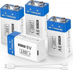 1300 mAh laetavad 9 V akud - JUBOTY liitium-ioon akud suitsuanduritele, traadita mikrofonidele, LED valgustusseadmetele ja muule (4, 9 V, 1300 mAh)