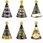 Pakett 6 Happy New Year Hats 2026 Paper Cone Hat uusaasta &otilde;htu Party Favours aksessuaarid t&auml;iskasvanutele Foto rekvisiidid Dekoratsioonid