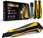 FixedNow 3 x Cutter Knife Professional 18 mm komplekt + 16 ekstra teravat asendustera, mis on valmistatud Jaapani s&uuml;sinikterasest | Cutter Knife | Carpet Knife Professional | Utility Knife | Cat | Wallpaper Knife | Wallpaper Knife