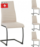 Albatros Turano Cantilever Chair, Set of 4, Beige, Dining Room Chair, Swing Chair with Modern Design, Fabric Cover, Thick Padding, Kitchen Chair, Upholstered Chair, Dining Table Chair