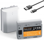 K&F CONCEPT NP-FZ100 fotoaparaadi aku, t&auml;iustatud 2600 mAh suur mahtuvus C-t&uuml;&uuml;pi otselaadimispordiga, &uuml;hildub Sony A9 A7III A7RIII A7RIV A6600 ZV-E1 FX3, FX30 kaameratega (2 akut)