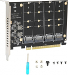 PCIE NVME adapterkaart, 4 port M.2 SSD NVME (M Key) PCIE X 4 kontrolleri konverteri laienduskardile (ph44)
