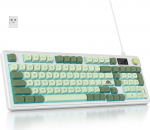 SOLIDEE 96% membraaniklaviatuur juhtmevabalt koos p&ouml;&ouml;rdnupuga, juhtmega / Bluetooth 5.0 / 2.4GHz tihendiga klaviatuur ja RGB taustavalgustus, 98 klahvi mehaanilise tunnetusega ja vaikne (Matcha)