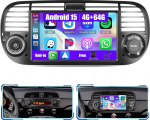 [4G+64G] Inefala Android 15 Autoradio f&uuml;r FIAT 500 2007-2015 mit Wireless Carplay Android, 9 Zoll Touchscreen Radio mit Navi GPS WiFi RDS/FM Bluetooth EQ SWC R&uuml;ckfahrkamera Mic