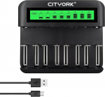 CITYORK akulaadija AA AAA C D NI-MH/NI-Cd akule Micro USB ja C-t&uuml;&uuml;pi sisendiga - kiire laadimine, automaatne tuvastamine, &uuml;lelaadimise kaitsefunktsioon (v&auml;limus v&otilde;ib erineda)