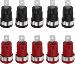 hankekaart Bananenstecker, 32 A, 12 x 4 mm, Panelmontage, 4 mm Buchsenstecker f&uuml;r Bananenstecker, Rot und Schwarz, 4 St&uuml;ck