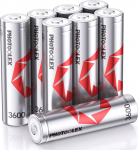 1,5 V laetavad AA liitiumpatareid (8 tk), 3600 mWh liitium-ioon k&otilde;rge mahutavusega laetav AA aku 1600 + ts&uuml;klit vastupidav laetav topelt A aku, madal enesepuhastus